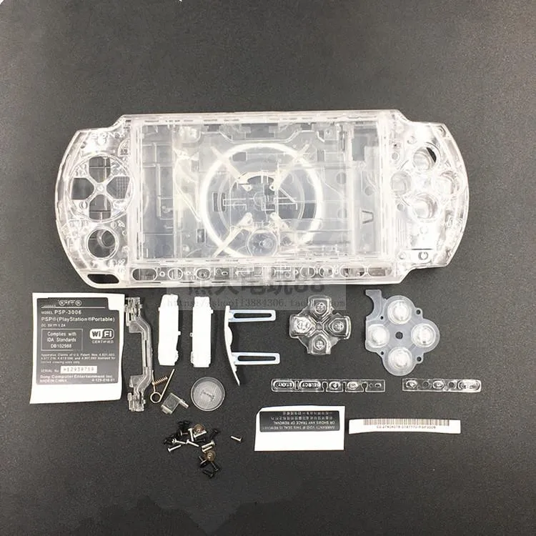Прозрачный синий чехол для PSP 3000 корпуса с логотипом + крышка джойстика винты