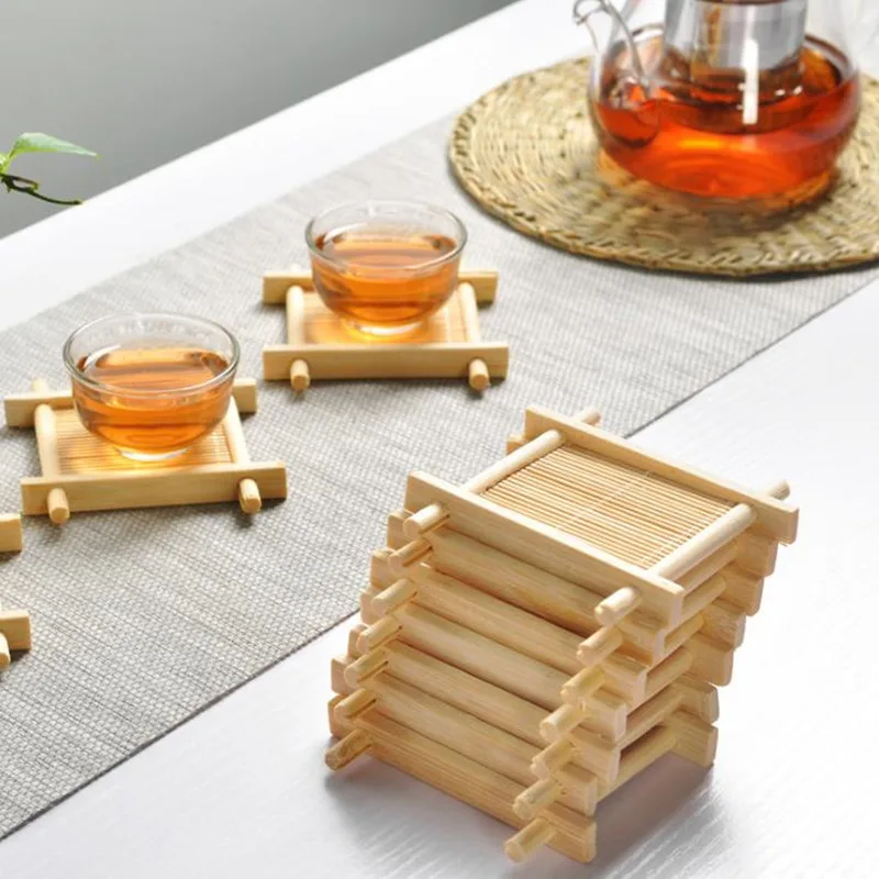 

Bamboo Mini Cup Mat Kung Fu Tea Accessories Table Placemats Coaster Coffee Cups Drinks Mug Pad Drinkware F20173565