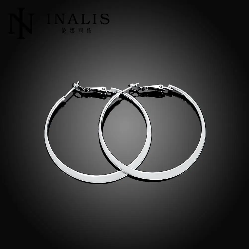 INALIS новые серебряные цветные тонкие гладкие Преувеличенные Большой круг обруч