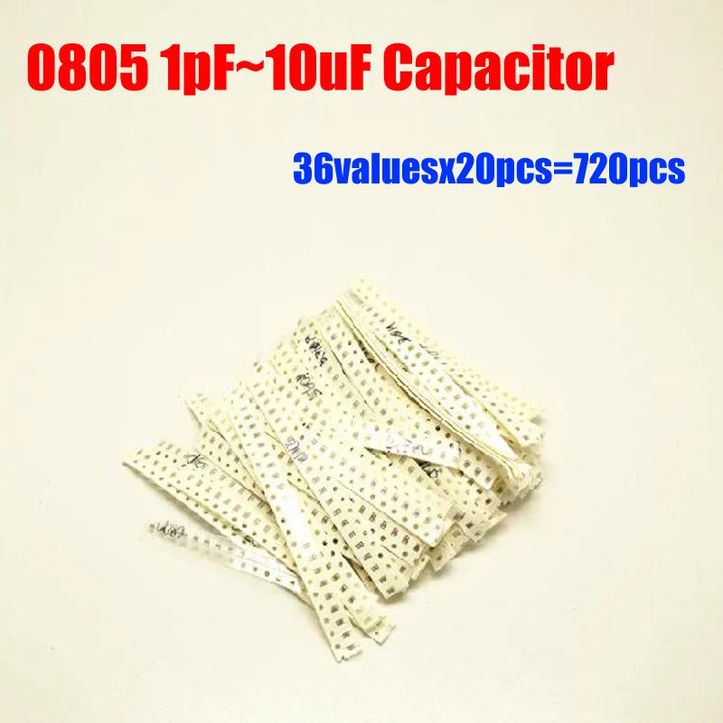0805 SMD комплект образцов конденсатора 36valuesx20шт = 720 шт 1пф ~ 10 мкФ конденсатор