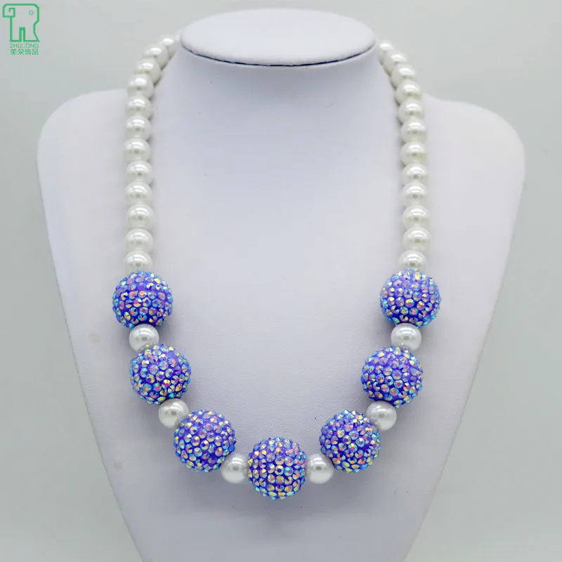 

5PCS Girls Bead Statement NecklaceChunky Bubblegum Choker Collar New Princess Fashion Jewelry Child Bead Statement Necklace