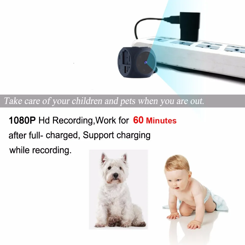 Mini Camera HD 1080P Portable cam with Night Vision and Motion Detection Outdoor Small Security support hidden TF card | Безопасность и