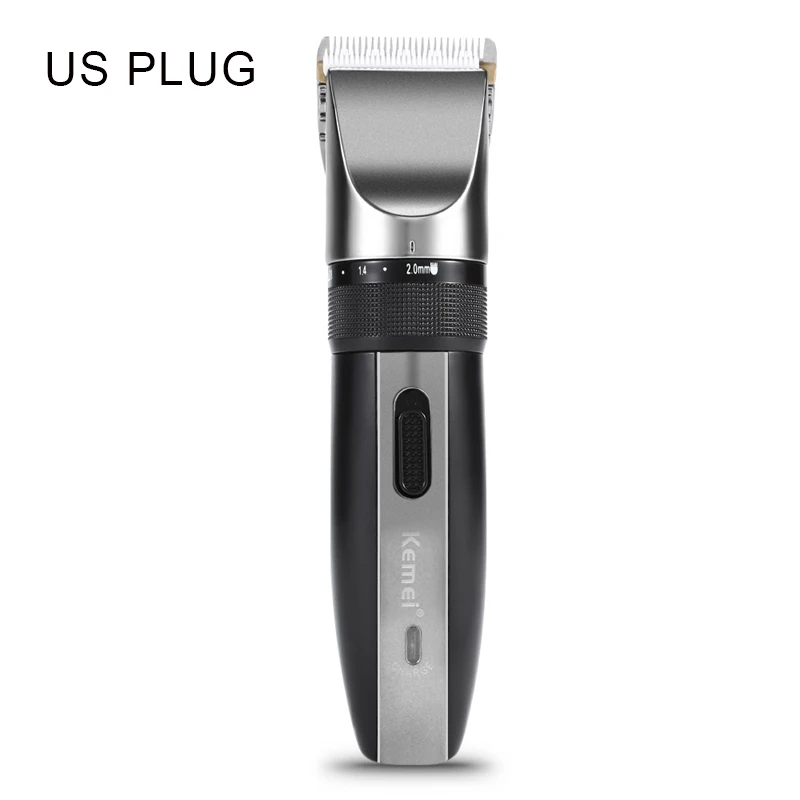 US Plug Kemei профессиональная перезаряжаемая стрижка титановое керамическое лезвие машинка для стрижки мужчин триммер для волос машинка для стрижки электробритва триммер для бороды - Цвет: US Plug