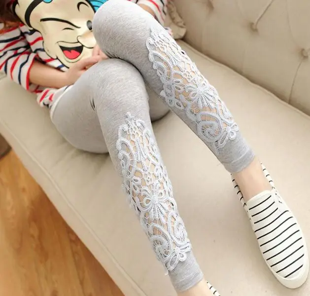 K055 HollowLightGrey Женские леггинсы VIIANLES, женские леггинсы с бриллиантами, сексуальные кружевные леггинсы для фитнеса, эластичные штаны с высокой талией, повседневные штаны, белые черные леггинсы - Цвет: K055 HollowLightGrey