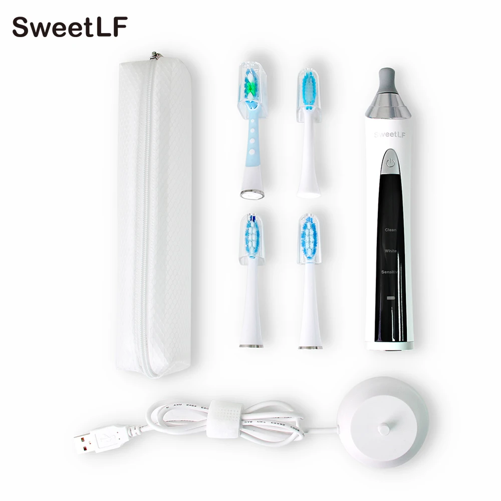 SweetLF вращающаяся электрическая зубная щетка белая зарядка через USB