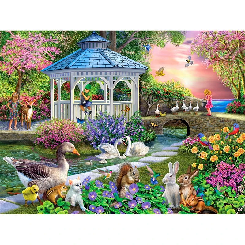 5D DIY полный квадратный/круглый дрель алмазов картина вышивки крестом Pavilion сад