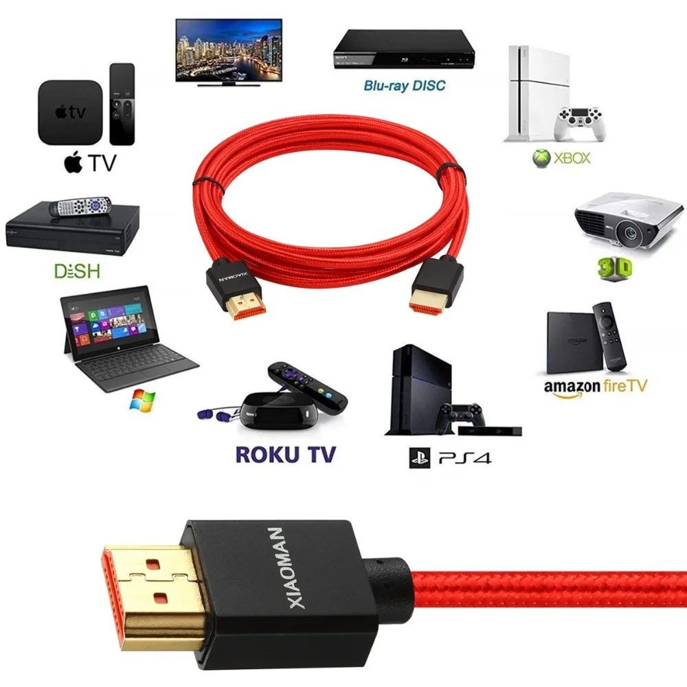 Кабель HDMI 2 0 штекер-HDMI штекер 3D 4K 1080P кабель для видеоигр Nintendo Switch Splitter Xiaomi