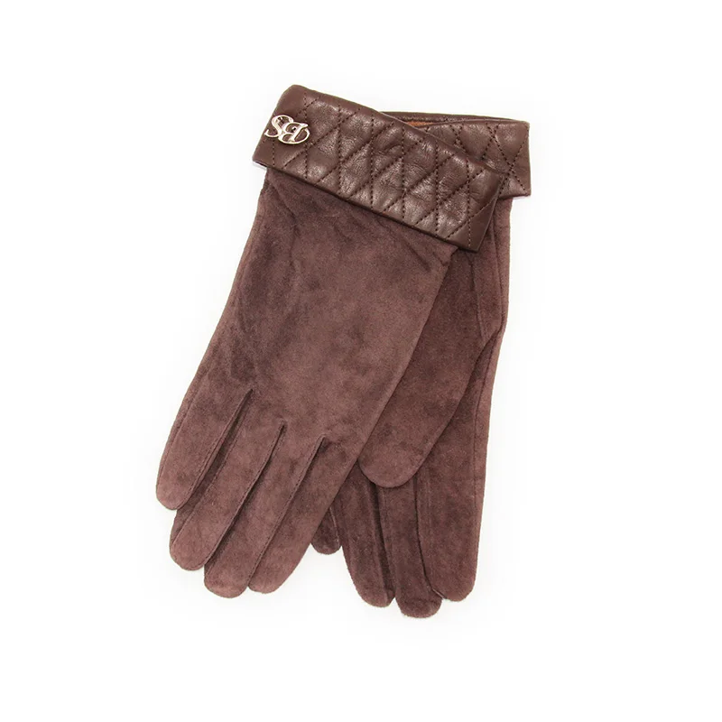 Женские перчатки Новые кожаные вязаные на запястье теплые ветрозащитные