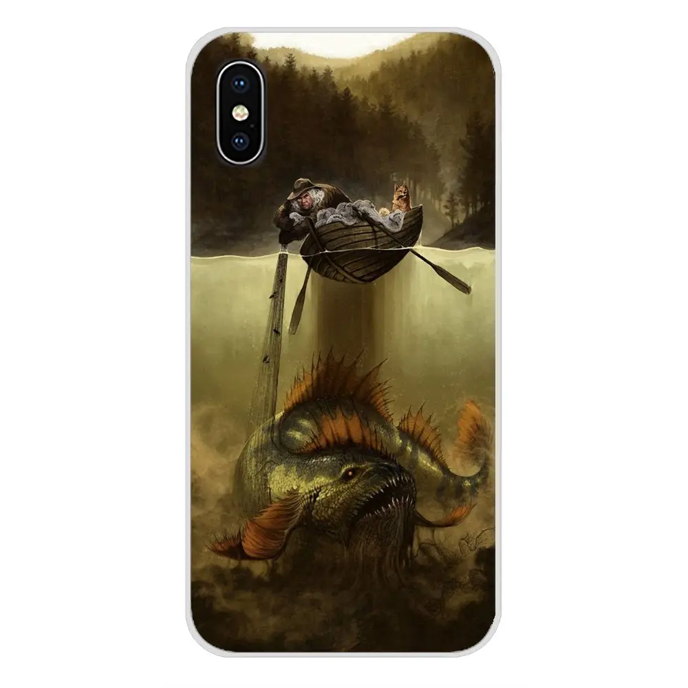 For Xiaomi Redmi Note 6A MI8 Pro S2 A2 Lite Se MIx 1 Max 2 3 Oneplus 6T Silicone Phone Skin Cover Hunting Fishing art fish | Мобильные