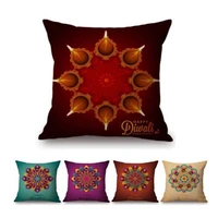 indian diwali decoration floral pattern design living room decoration throw pillow case india happy diwali cushion cover cases