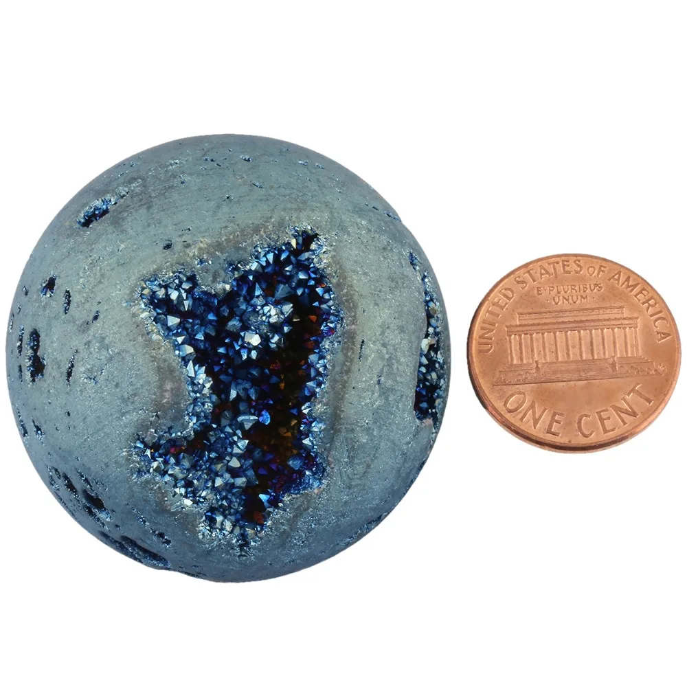 TUMBEELLUWA светло синее титановое покрытие Druzy Agate Geode Sphere Ball Divination Reiki исцеляющая