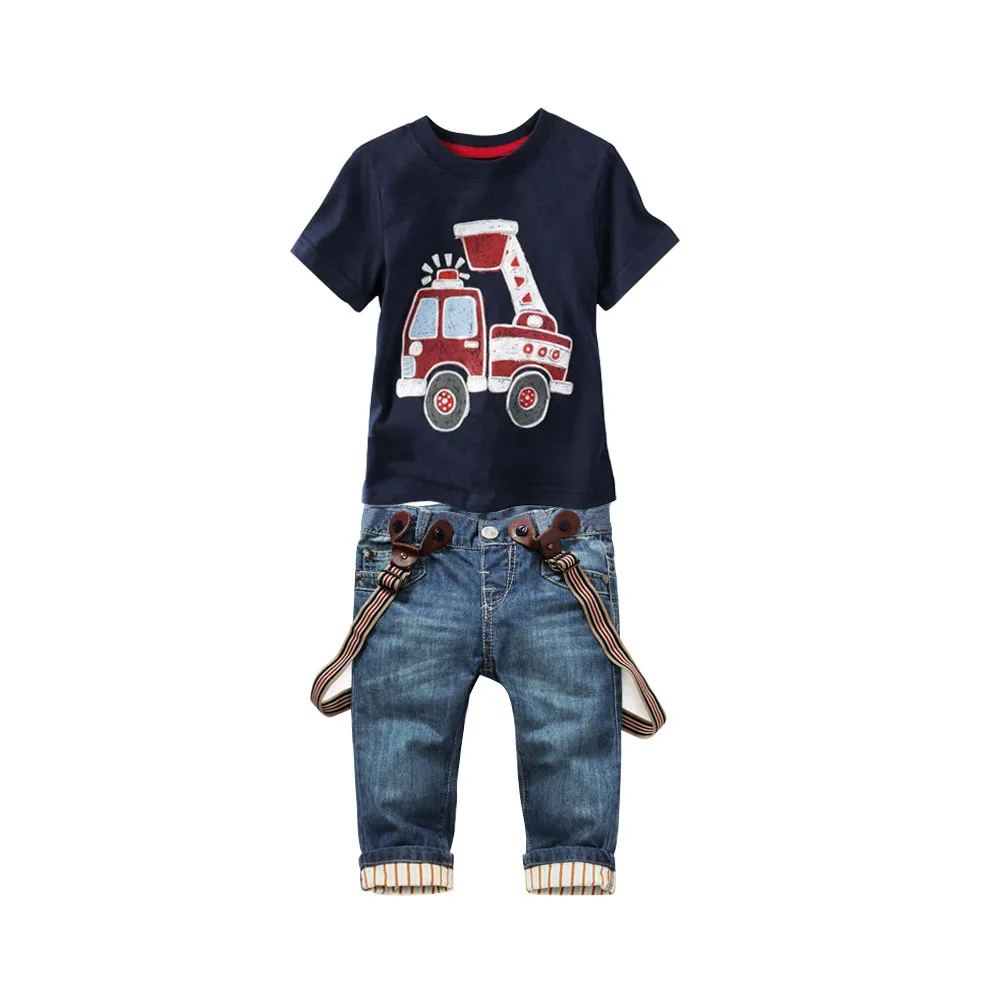 2017 детская одежда костюм с принтом длинные рубашки в клетку футболка джинсы для