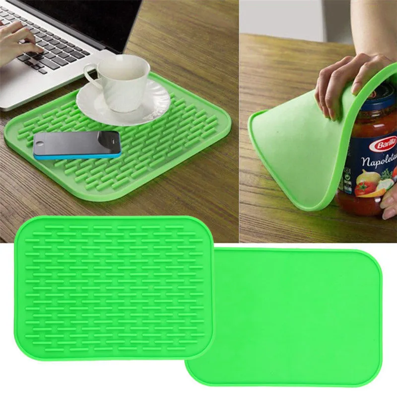 Kitchen Eco-friendly Silicone Rectangular Mats Heat Insulation Mat Dinner Table Placemat Pad Dishes Pot Holder 20.5cmx15.cm | Дом и сад