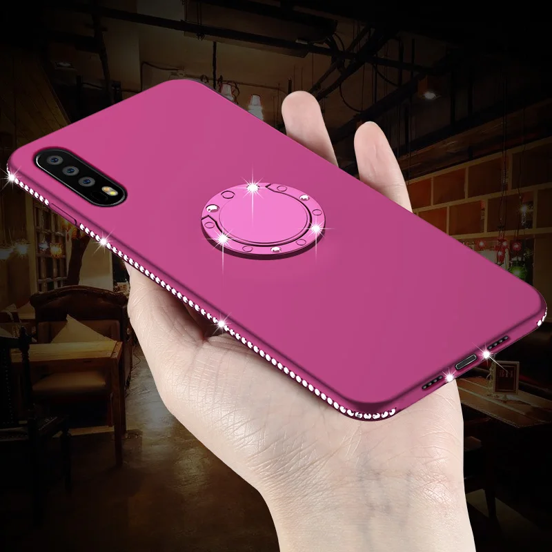 Чехол для iPhone X Xr XS Max блестящий чехол с бриллиантовым кольцом и подставкой мягкий