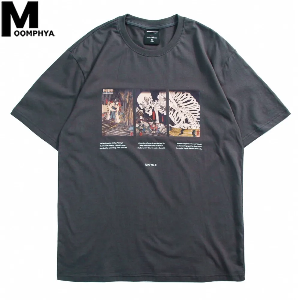 

Moomphya 2019 Japanese Ukiyoe Printed Short Sleeve Men T Shirts Streetwear Funny T-Shirt Oversize Summer 100% Cotton Tee Shirt