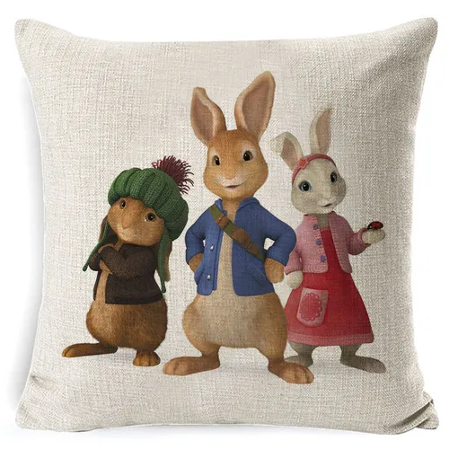 Fokusent Peter Rabbit Чехол на подушку в европейском стиле, Чехол на подушку 45*45, плотный Чехол на подушку с 3D принтом, декоративные подушки, Хлопковый чехол - Цвет: Бежевый
