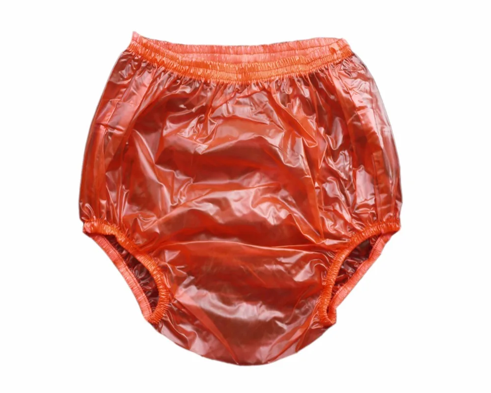ABDL Haian взрослых недержание Pull on Пластиковые Брюки цвет прозрачный красный|pants|pants