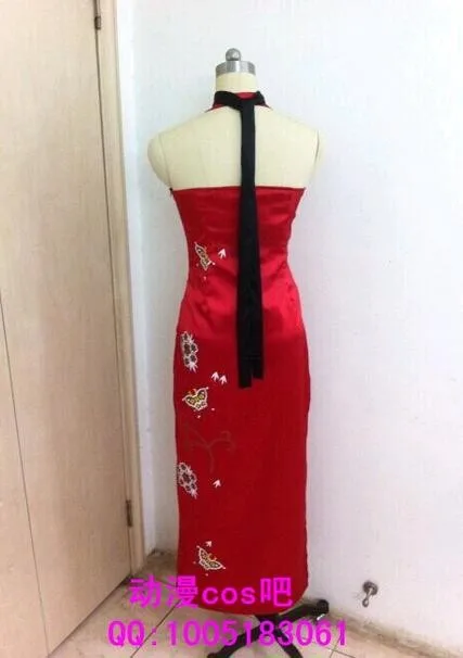 Ada Wong Red Cheongsam Qipao Cosplay Costume Custom Long Prom Dresses with Holster Sexy