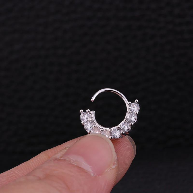 Sellsets Модные 1 шт Серебро Золото Цвет CZ Нос кольцо Daith пирсинг, Септум ювелирные изделия Поддельные беруши