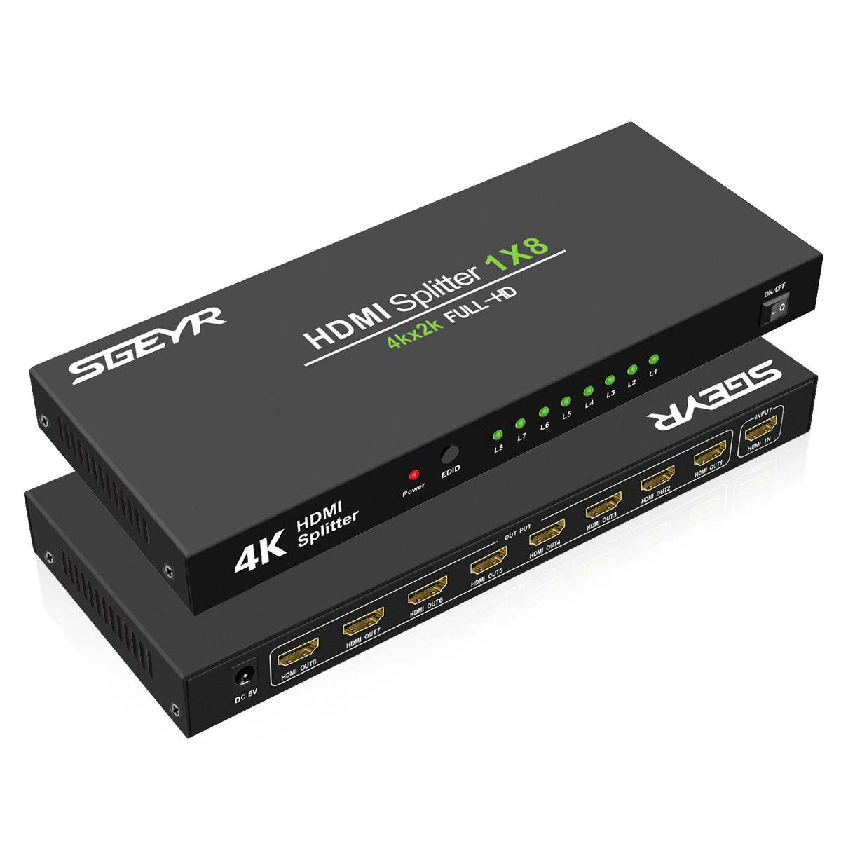1x8 Питание V1.4 Сертифицированный HDMI сплиттер 1 в 8 выход с Full Ultra HD 4 K/2K@ 30 Гц и 3D разрешением-1 источник на 8 дисплеев