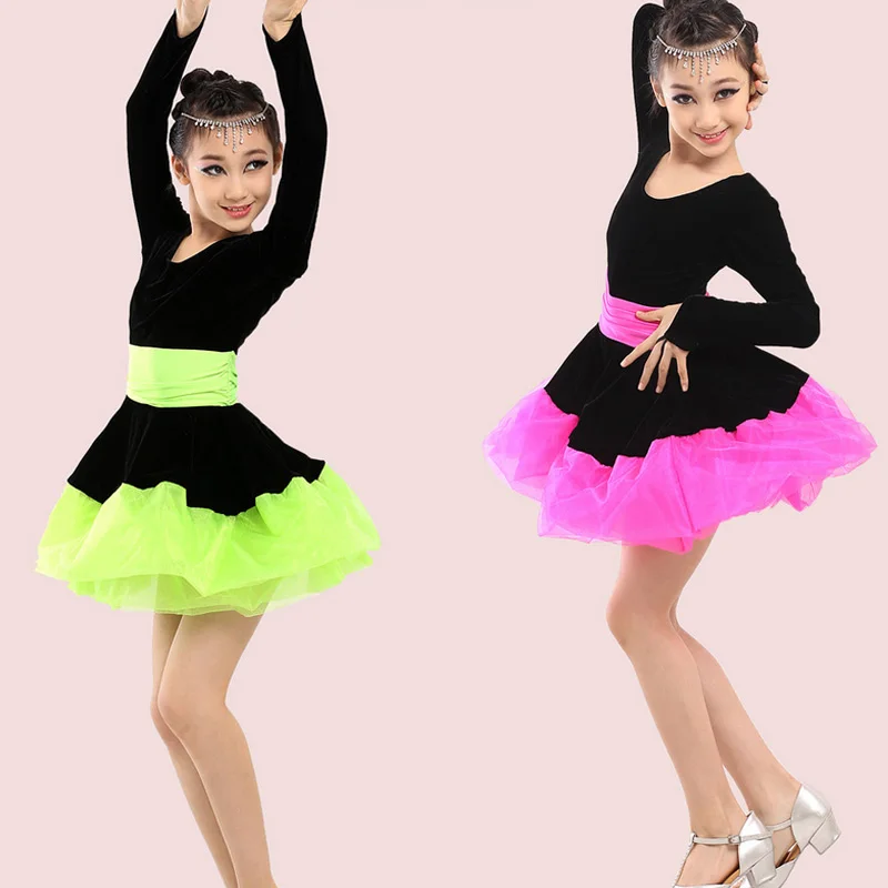 

Children Latin Rumba Tango dance Dress Kids Sleeveless Stage wear Dress Adults Salsa Ballroom Party Dance Costumes For Girls