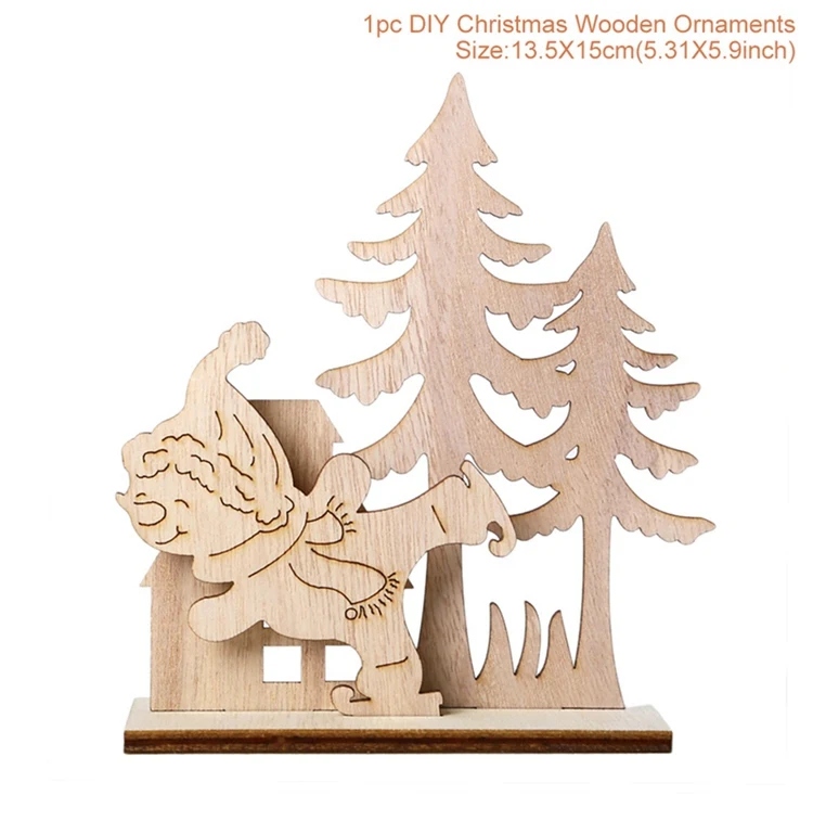 Wooden ornaments 1 FENGRISE Elk деревянные рождественские украшения для дома рождественские украшения Дерево Санта Клаус украшения Navidad счастливый год - Цвет: Wooden ornaments 1