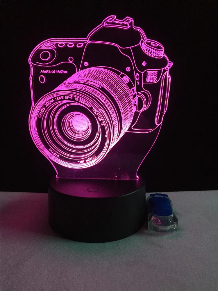 Camera Shape 3D Illusion Night Light USB RGB Colors Change Touch Table Desk Bedroom LED Lamp Girls Lover Gift Home Decoration - купить по