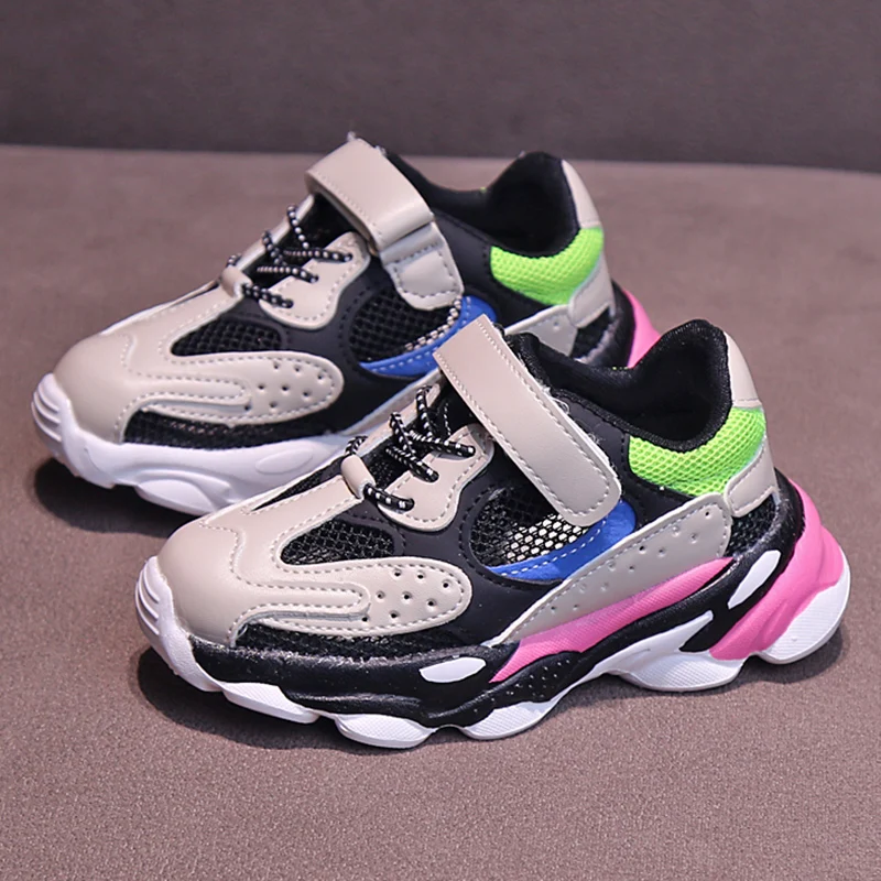 ULKNN Boys shoes autumn new Korean children's soft bottom breathable sports shoes girls mesh casual shoes big Kids baby