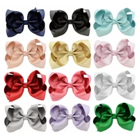 12pcslot 4 inch hair bows kids girls solid ribbon bowknot handmade diy hair accessories with alligator clip 757