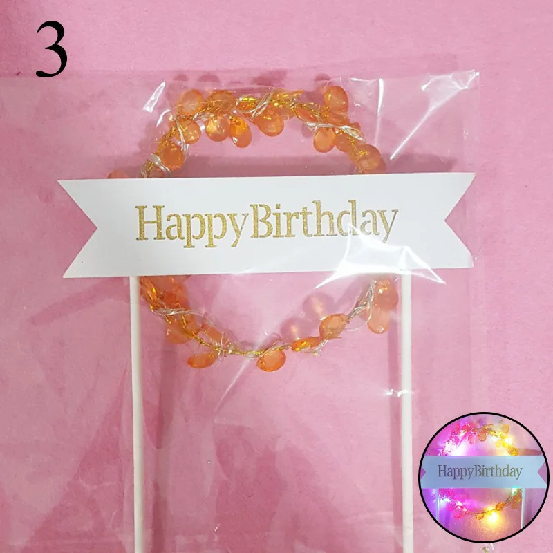 Crystal 3 Светодиодный Цветок Свадебный торт Топпер Baby Shower для девочки Топпер для торта «С Днем Рождения» вечерние украшения поставщиков инструмент для украшения торта - Цвет: Crystal 3