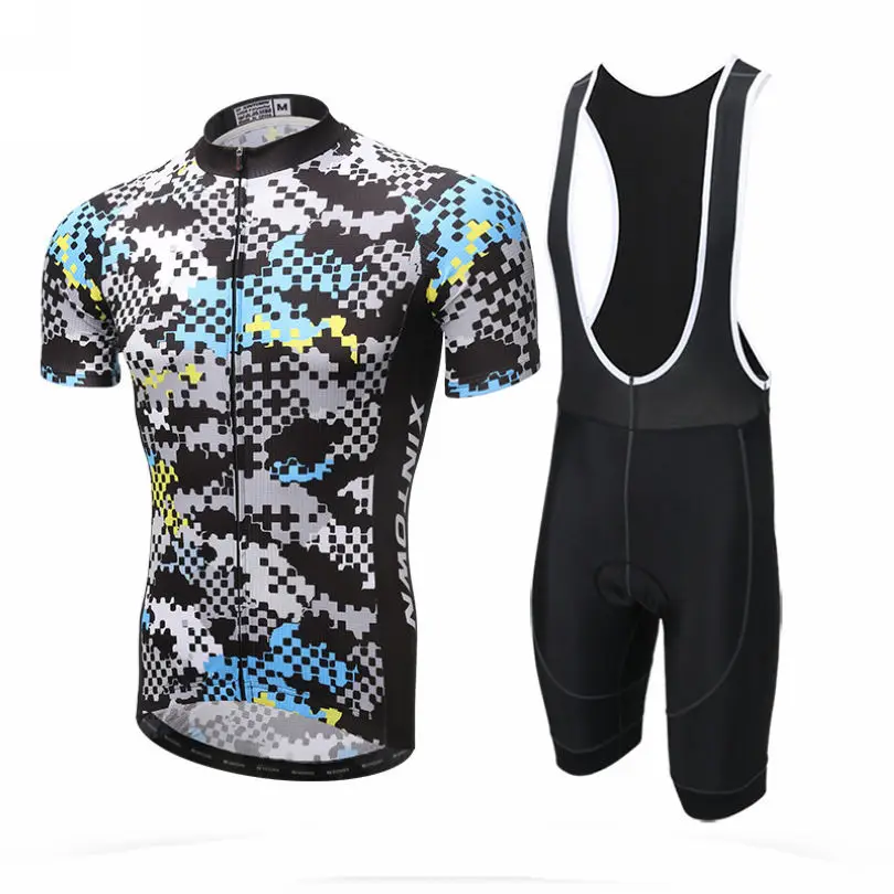 

Men's Summer Colorful Grid Cycling Short Sleeve Jersey Bicycle Bib Shorts Sets