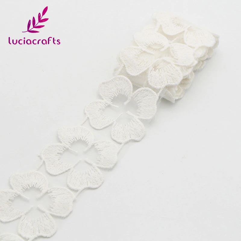 Lucia crafts 5 см Хлопок Вышитая аппликация цветок кружева ленты головной убор аксессуар для одежды Сделай Сам 1 ярд/лот N0819