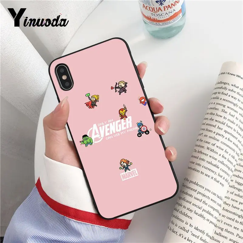 Yinuoda Marvel логотип Мстители черный ТПУ мягкий чехол для телефона iPhone 8 7 6 6S Plus X XS MAX 5 5S