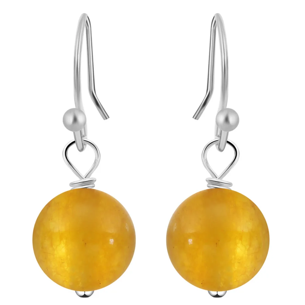 

Kinitial Natural Stone Hook Earring Purple Yellow Color Selectable Ball Earrings for Women Designer Earrings Jewelry Accessory