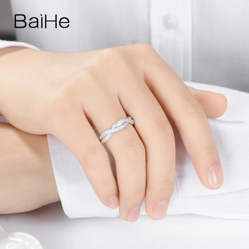 BAIHE однотонное 14K белое золото 1ct сертифицировано H/SI круглые натуральные