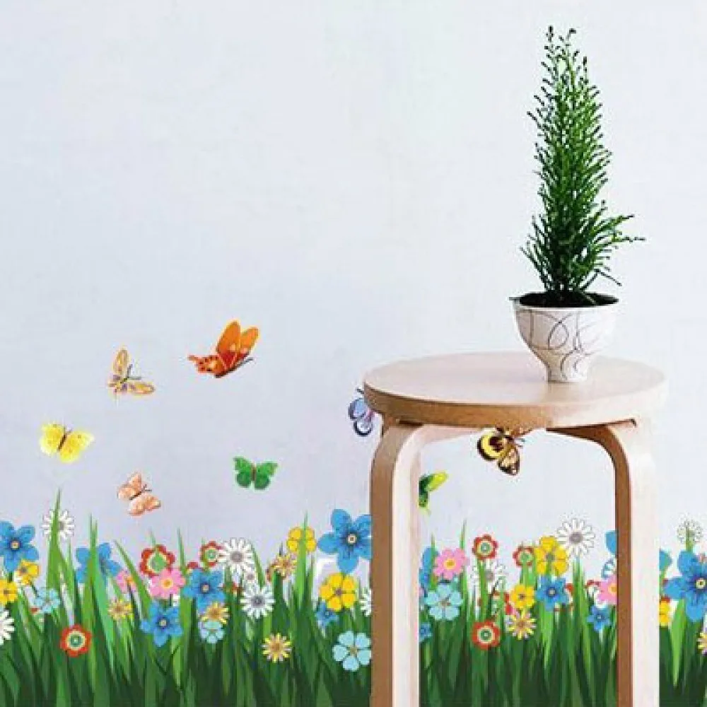 Бабочка трава цветы наклейки на стену сад цветок для маленьких девочек