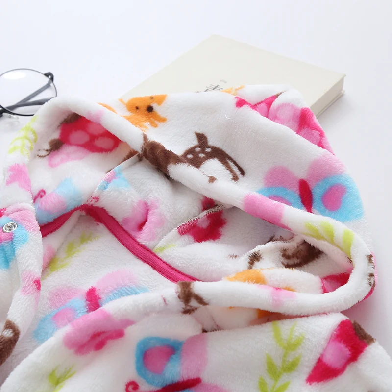 Зимний новый милый банный халат для девочек теплая Фланелевая пижама с рисунком