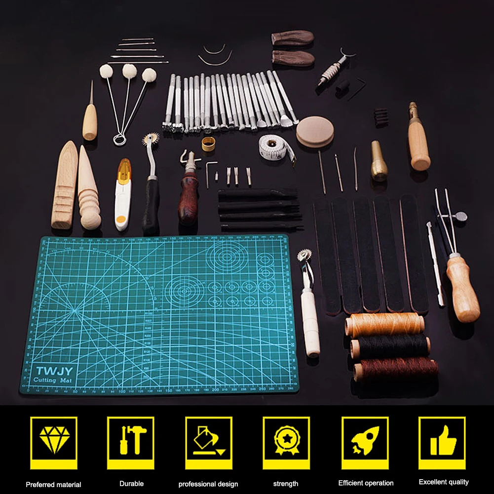 50 шт. инструмент для рукоделия кожи набор инструментов шитья DIY | Отзывы и видеообзор