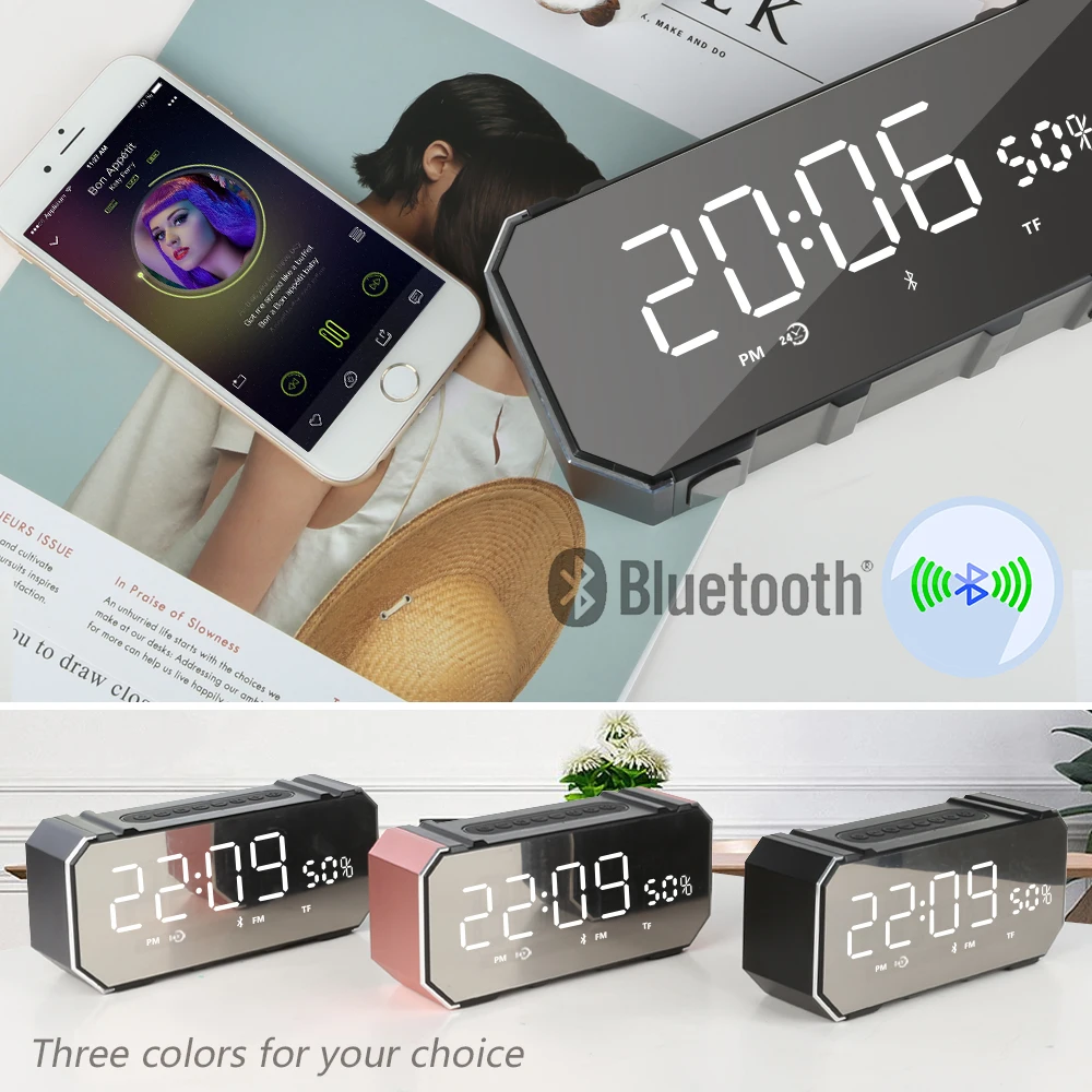 MT Многофункциональный Беспроводной Bluetooth Динамик с Будильник плеера стерео и