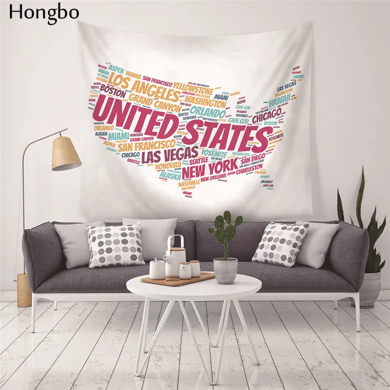 Hongbo World Map Printed Polyester Wall Hanging Tapestry Room Decorative Wall Tapestry Carpet Beach Towel Rectangle Tablecloth colorful skull and floral tapestry pink wall hanging flowers printed wall carpet decorative tapestry