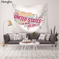 hongbo world map printed polyester wall hanging tapestry room decorative wall tapestry carpet beach towel rectangle tablecloth