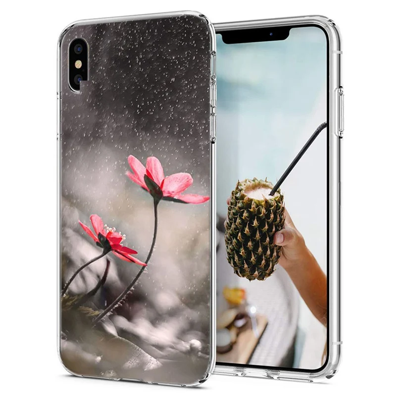 Чехол для iPhone 7 8 Plus 6 S/6 мягкий чехол из ТПУ дизайн цветочный узор розовый X XS XR Max