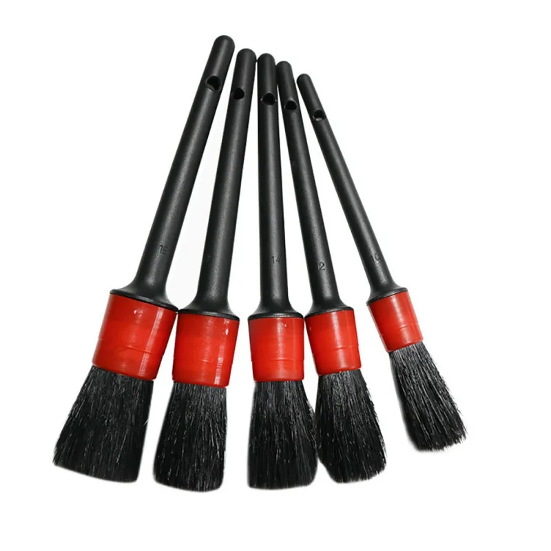 

5Pcs Natural Boar Hair Cleaning Brush Auto Detailing Brush Set Car Cleaning Brushes