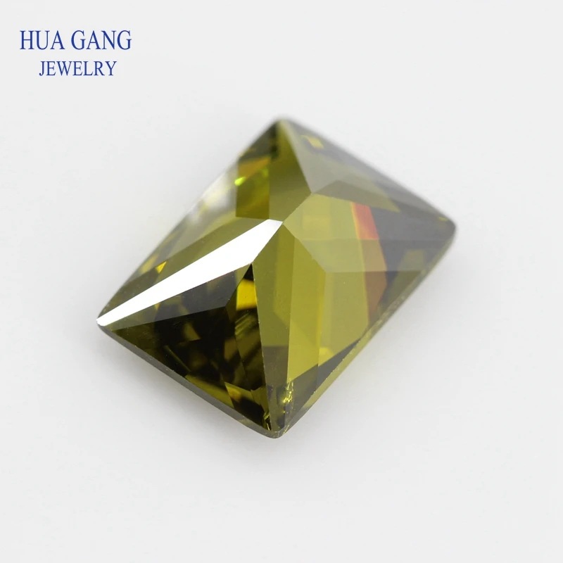 Прямоугольные камни Peridot 5A искусственные с кубическим цирконием для ювелирных