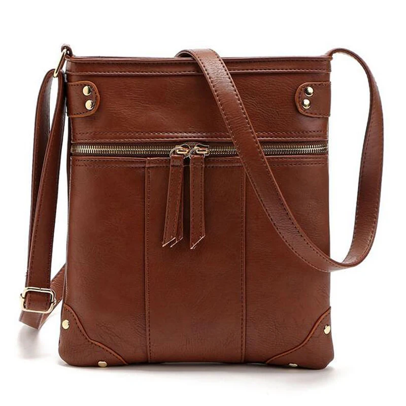 Женская винтажная сумка-мессенджер из ПУ кожи с двойной молнией | Багаж и сумки