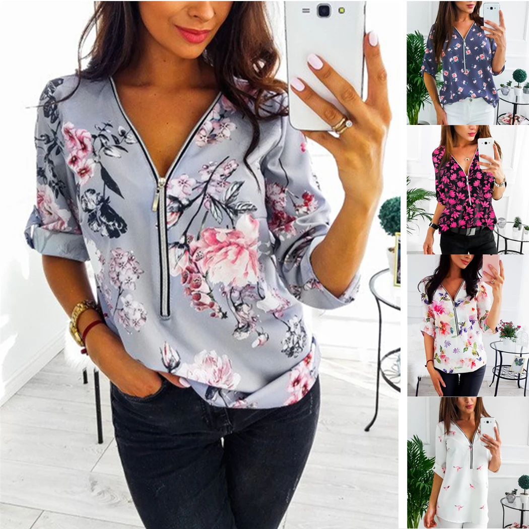 Модная туника на молнии с v образным вырезом повседневная женская Свободная