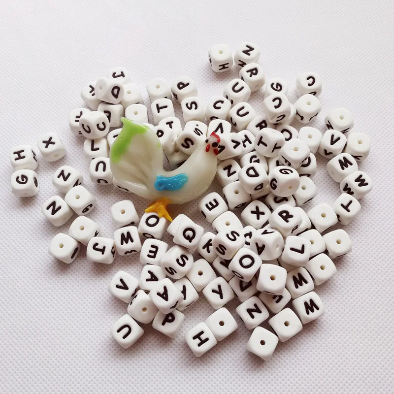 Cuentas cuadradas de silicona para dentici&oacute;n, abalorios huecos del alfabeto, estrella, coraz&oacute;n, masticables para beb&eacute;, no t&oacute;xicos, sin BPA, Grado Alimenticio 100%, 1 pieza-0