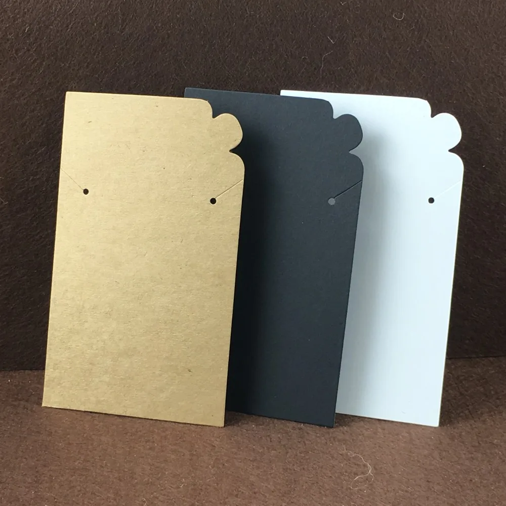 

50Pcs 15x9cm Kraft White Blank Jewelry Cards Square Necklace Chain Card Pendant Cards Can Custom Logo