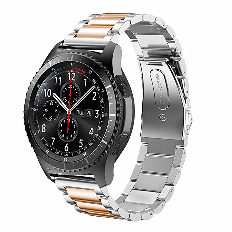22 мм ремешок для часов из нержавеющей стали для samsung Galaxy 46 мм gear S3 классический/ремешок для huawei Watch GT 2 Классические ремешки для часов
