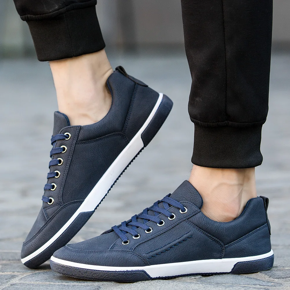 Новинка 2019 года мужские кроссовки модная повседневная кожаная обувь на шнуровке